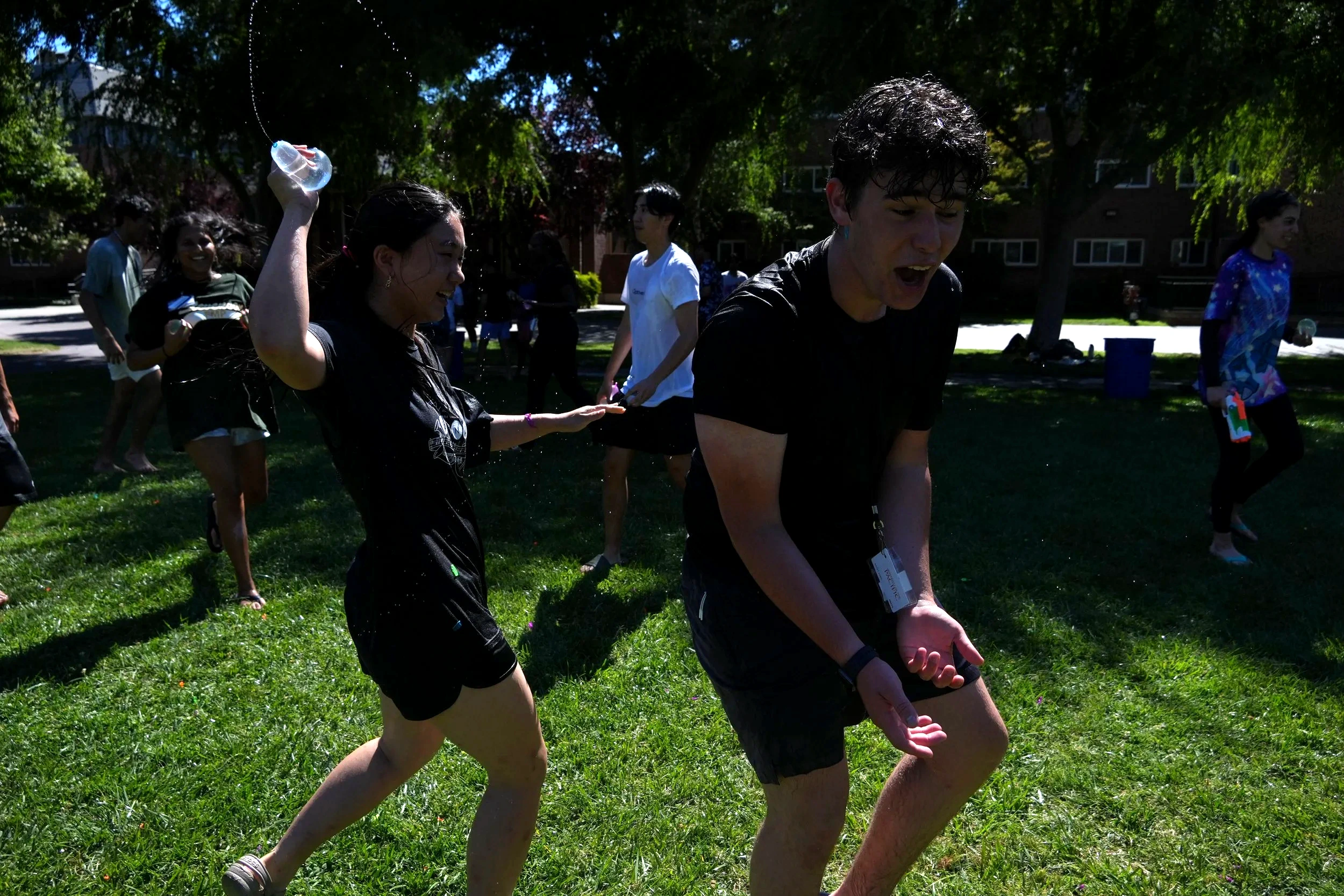 Water balloon fight at camp